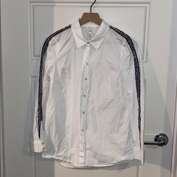 Zara Tops - NWOT ZARA TWEED TRIM BUTTON DOWN SHIRT XS